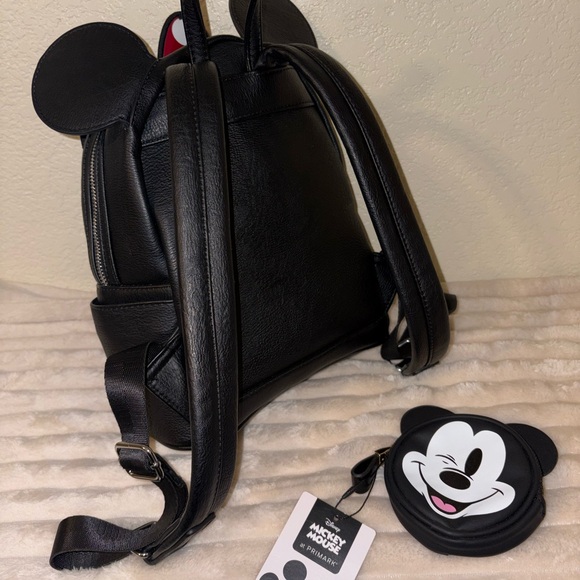 đź–¤ Loungefly Disney Minnie Mouse Quilted Studded Bow Mini Backpack + Coin Purse - Picture 6 of 8